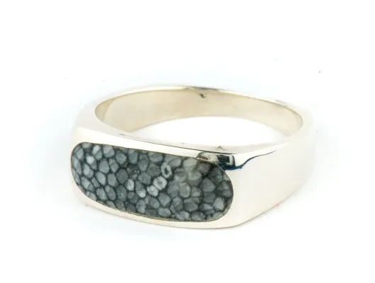 Alaska Sea Coral  Ring with Elongated Inlay