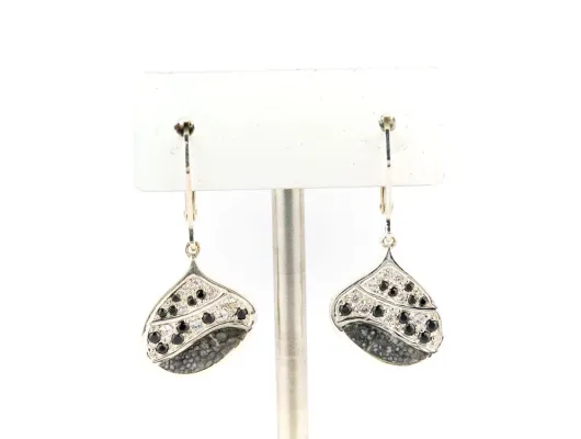 Alaska Sea Coral Wave Earrings With White Diamonds & Sapphires