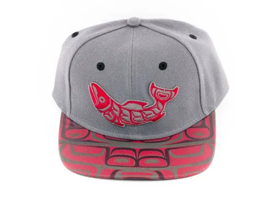 Native Totemic Hat With Red Salmon Design