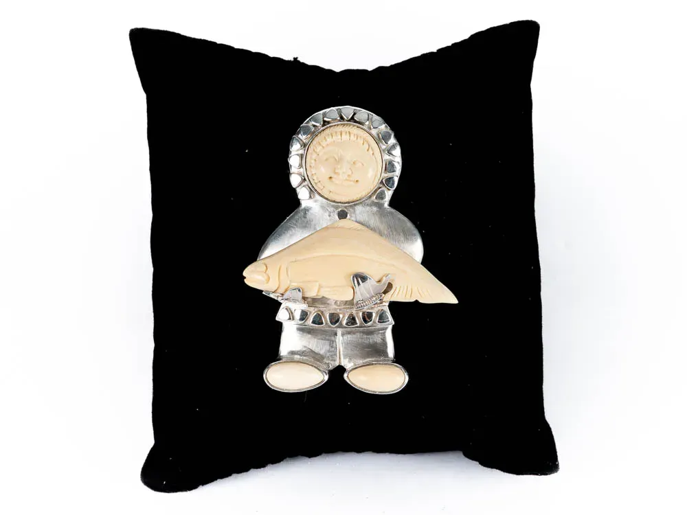 Alaska Haines Salmon Mammoth Ivory Pin - 1