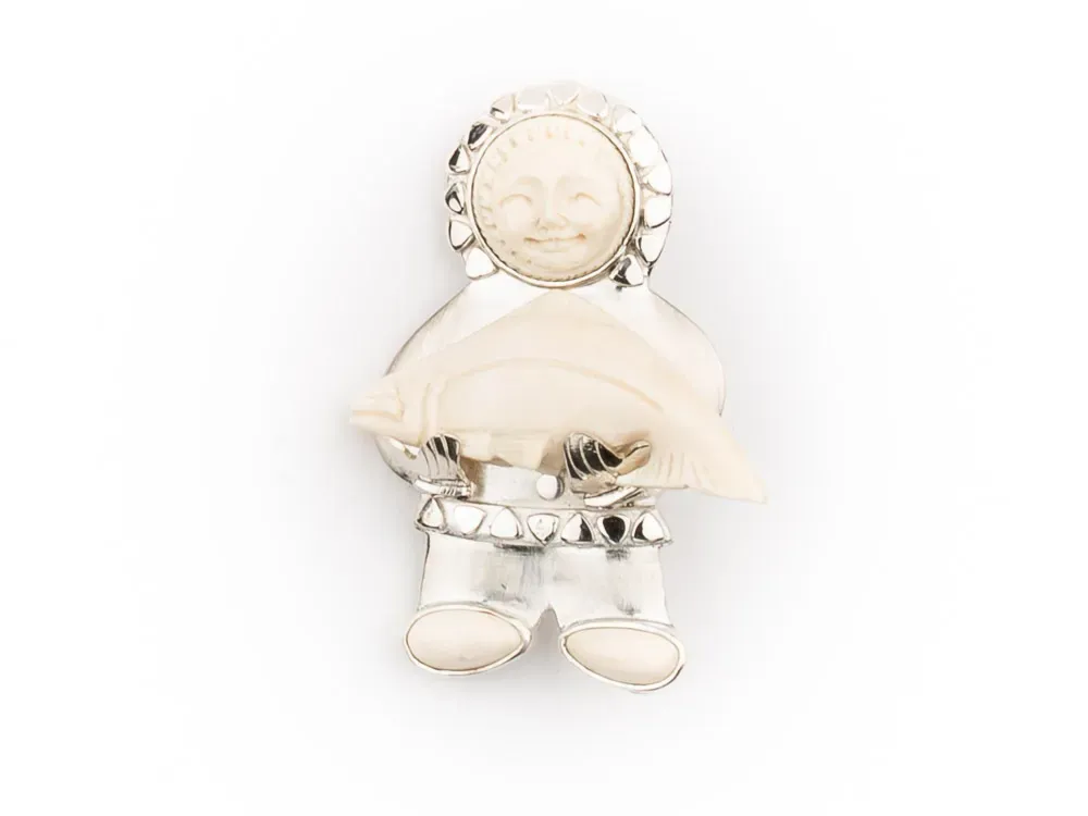 Alaska Haines Salmon Mammoth Ivory Pin - 2