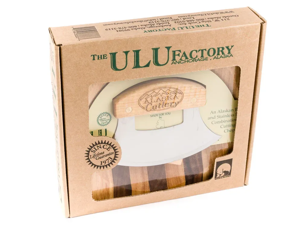 The Ulu Factory Ulu Knife With Large Wooden Chopping Bowl - 2