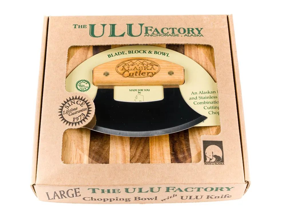 The Ulu Factory Ulu Knife With Large Wooden Chopping Bowl - 4