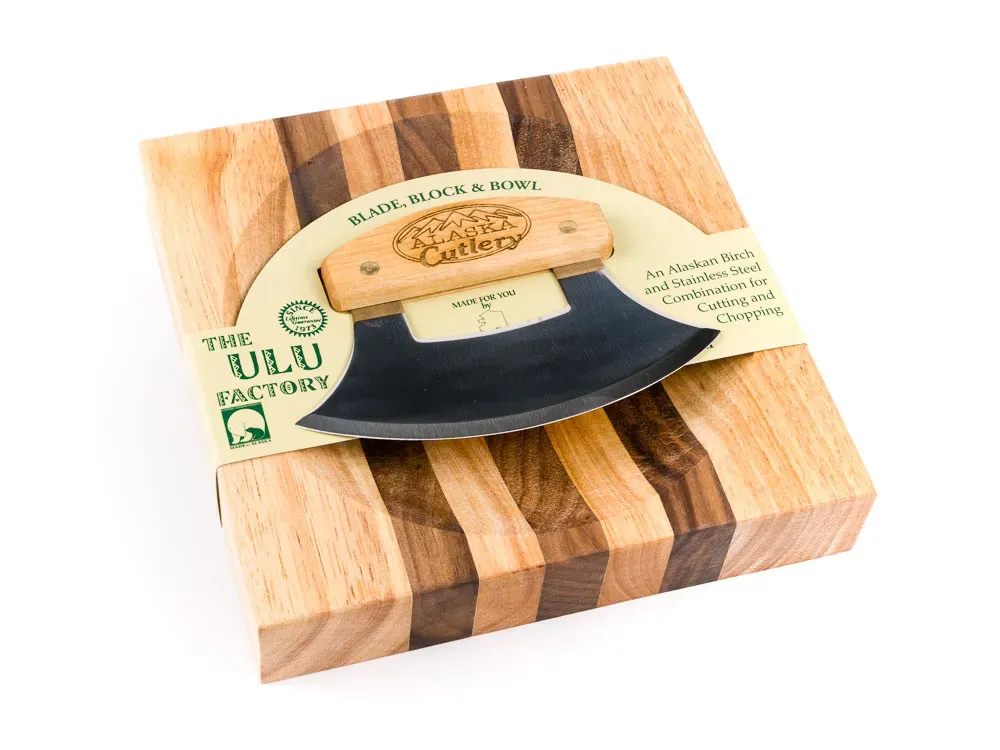The Ulu Factory Ulu Knife With Large Wooden Chopping Bowl - 3