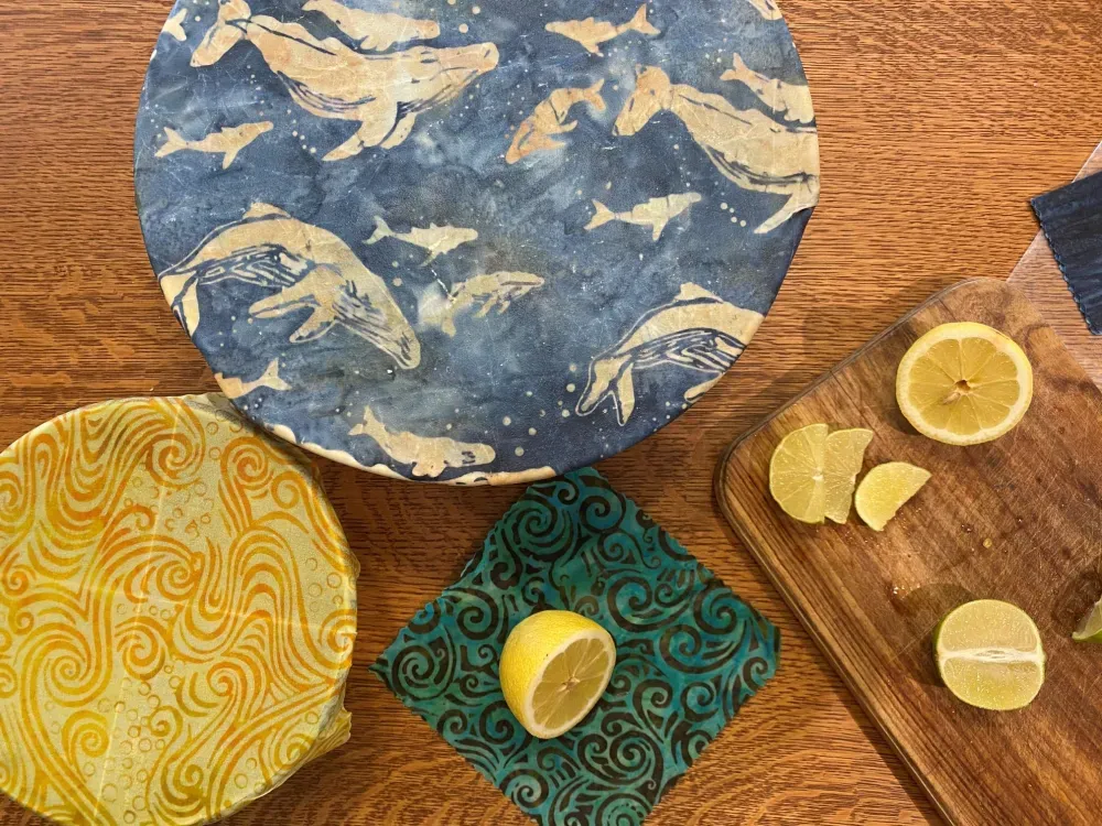Humpback Whale Batik "Blues" Beeswax Wrap 3-Pack - 1