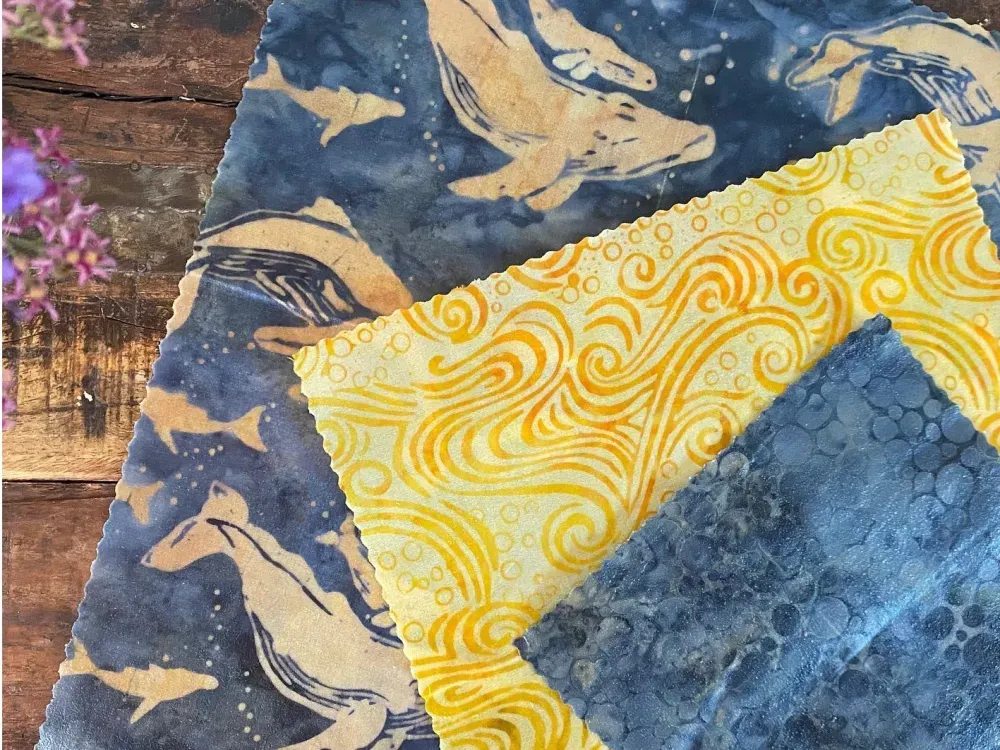 Humpback Whale Batik "Blues" Beeswax Wrap 3-Pack - 2