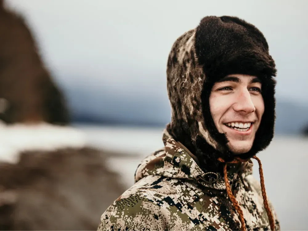 Sea Otter Fur Trapper Hat with Seal Skin - 2
