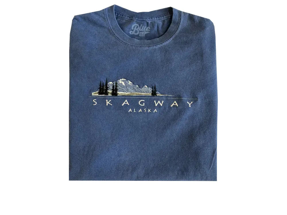 Alaska Majesty Mountains Embroidery T-Shirt - 3