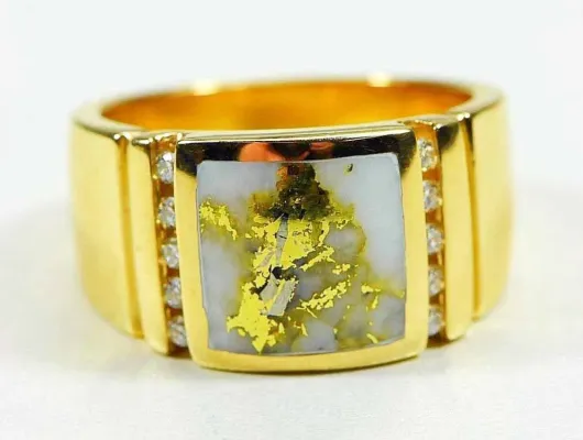 Orocal Gold Quartz Ring With 10 Side Diamonds - RM779D24Q