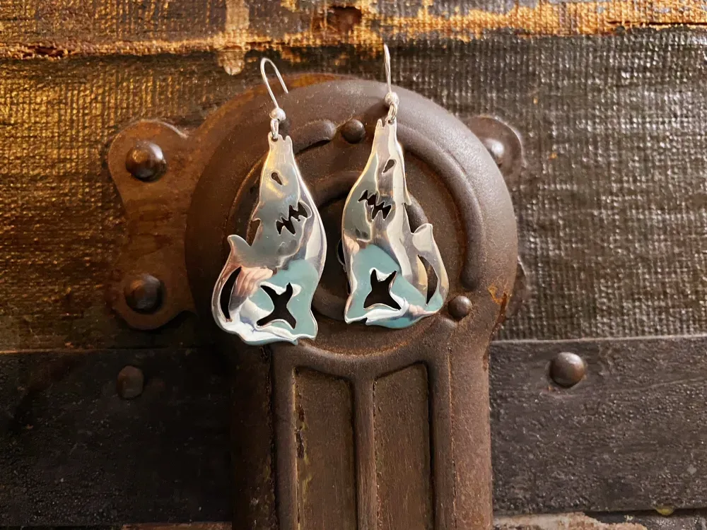Howling Wolf Silver Earrings - 2