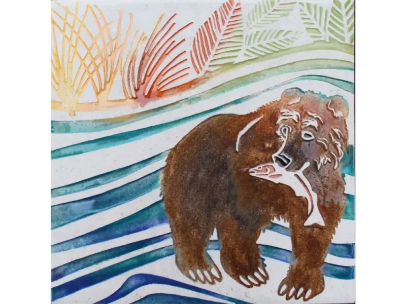 Bear Fishing Tile Trivets
