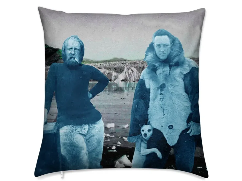 Arctic Explorers Admiral Richard Byrd and Randolf Franke at Alaska’s Muir Glacier Luxury  Pillow - 1