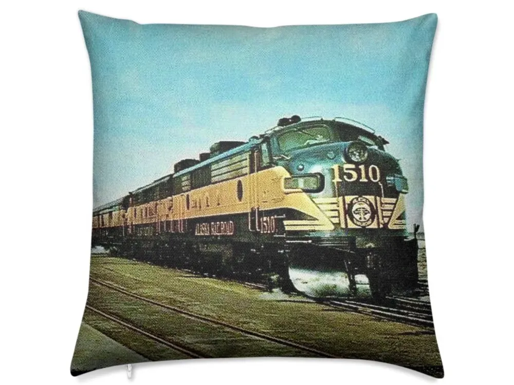 Alaska Railroad Streamliner Aurora Luxury Pillow - 1