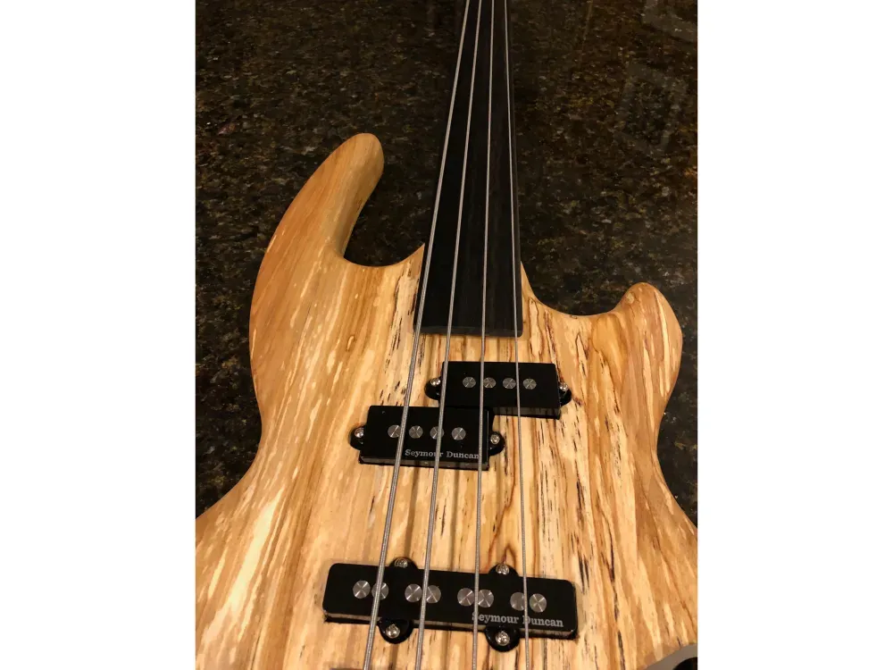 Alaskan Spalted Birch Fretless Short Scale Bass - 2
