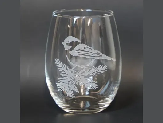 Chickadee Wine Glass