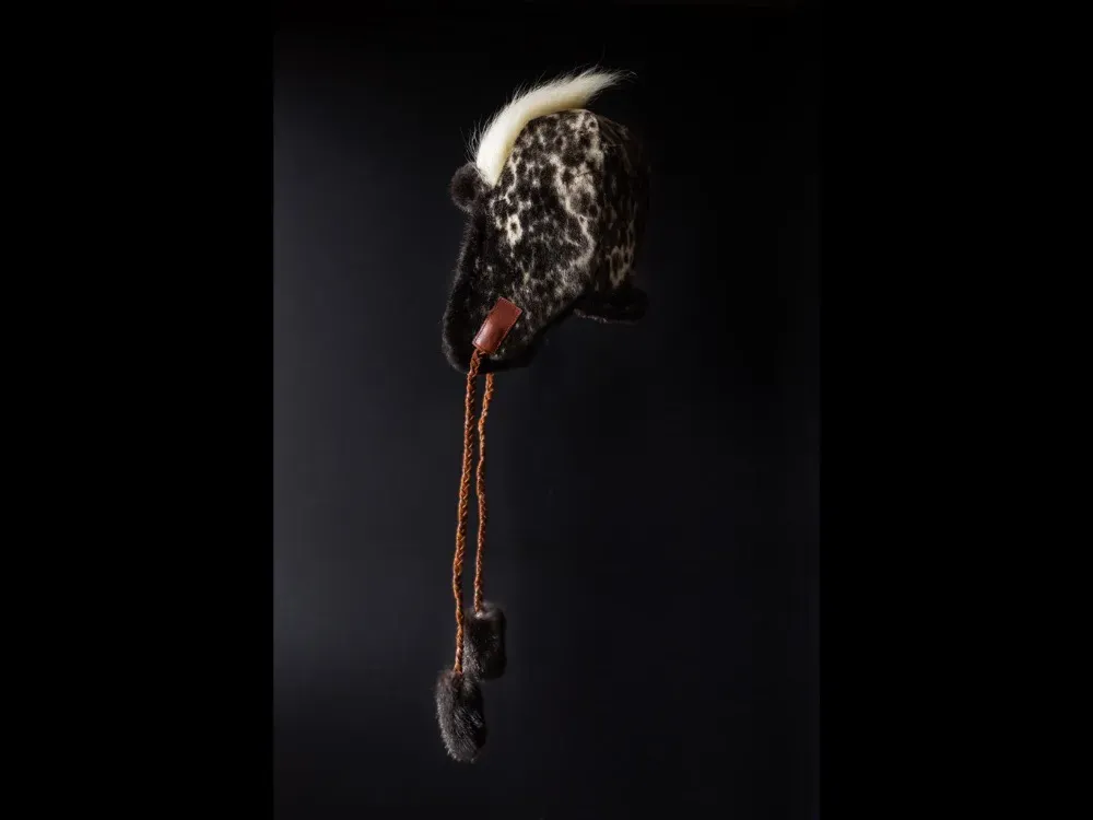 Polar Bear Fur Brim, Seal Skin Trapper Hat lined with Sea Otter Fur - 2