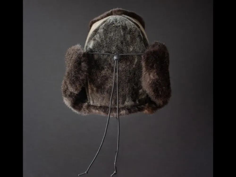 Seal Fur & Sea Otter Fur Trapper Hat with Quilted Liner & Elastic Drawstring - 2