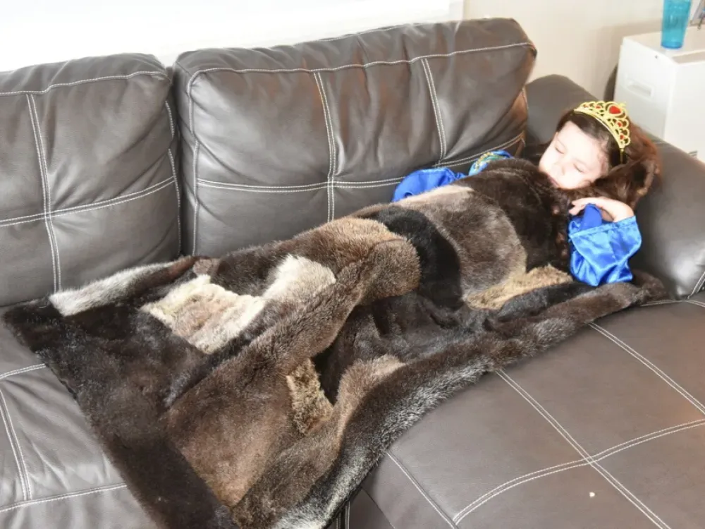 Quilted Sea Otter Fur Baby or Lap Blanket - 2