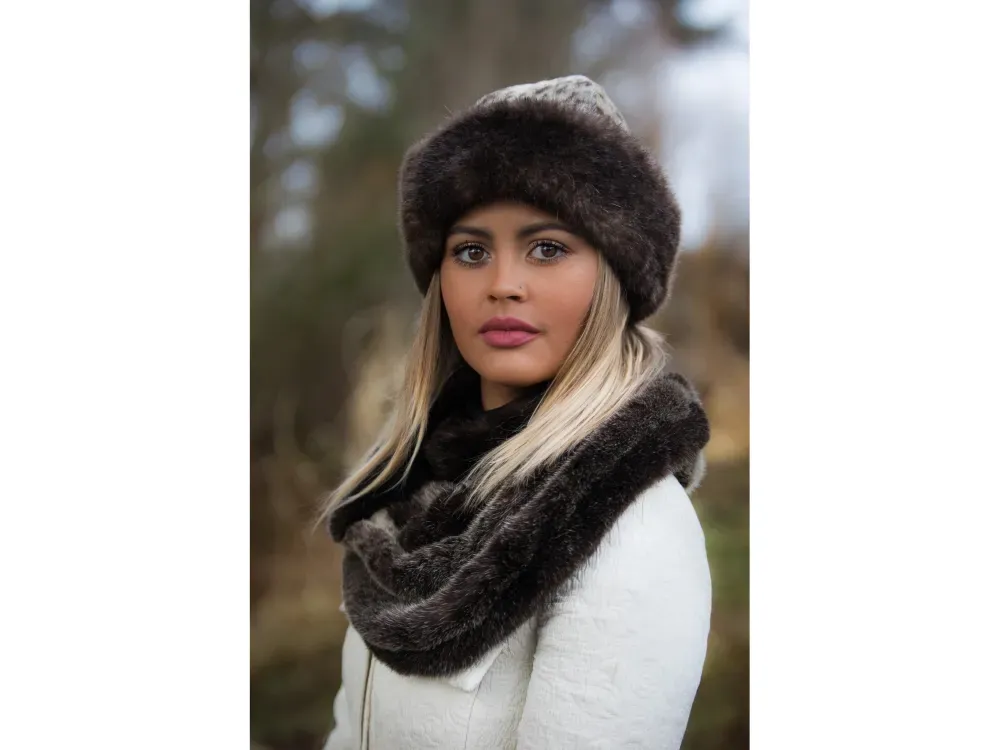 Sea Otter Fur Triple Wrap Infinity Scarf - 3