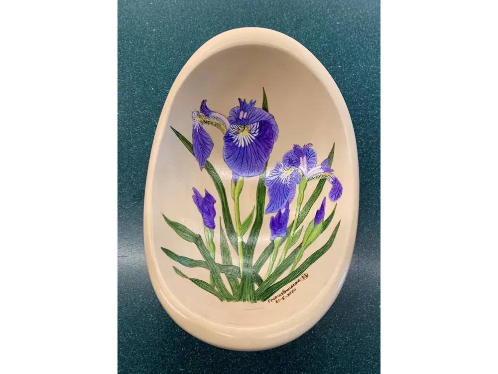 Purple Iris/Heart Shaped Art Bowl - 3