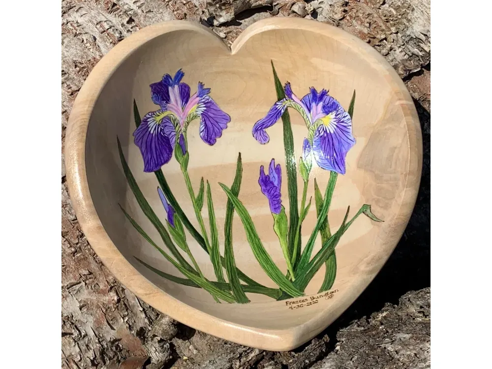 Purple Iris/Heart Shaped Art Bowl - 2