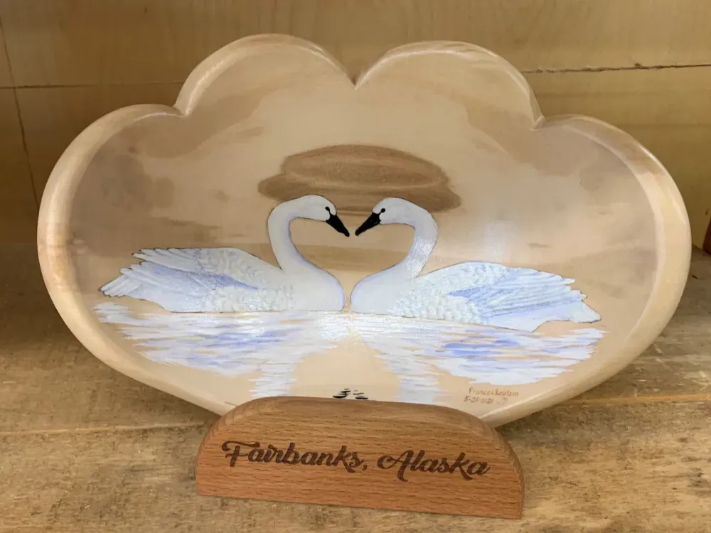 Double-Heart Shaped Swan Love Art Bowl - 1