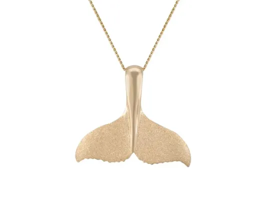 Denny Wong Whale Tail Pendant With Sandblast Finish In 14 Karat Yellow Gold (WPWT-26S)