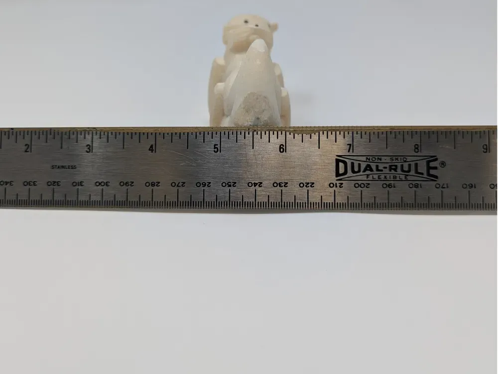 Carved Walrus Tusk - Laying Otter with Pup - 5