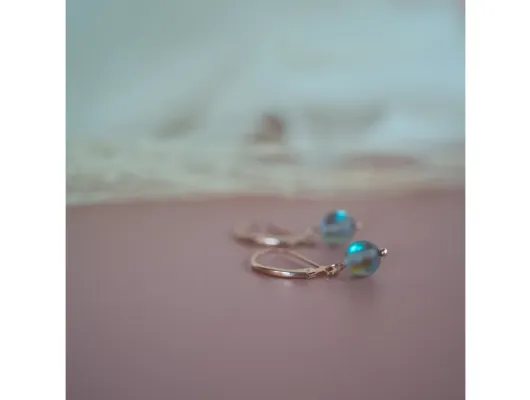 14k Rose Gold Fill Leverback with Blue Opalite