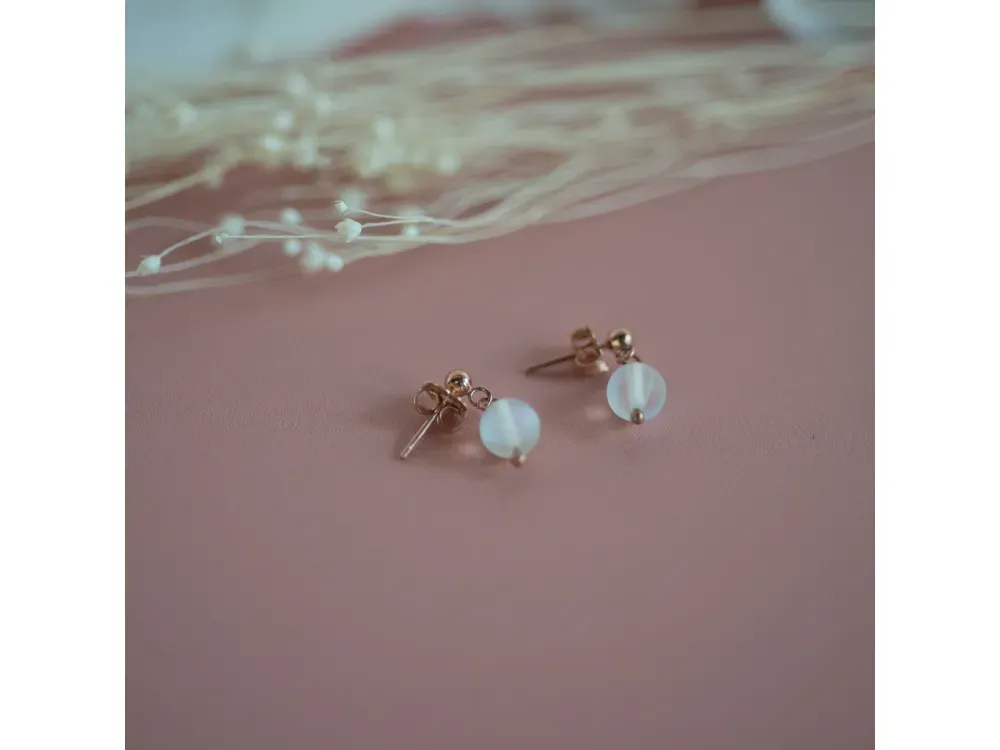 14k Rose Gold Fill studs with Opalite - 1