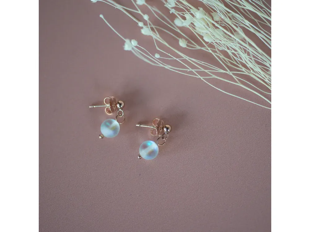 14k Rose Gold Fill studs with Opalite - 2