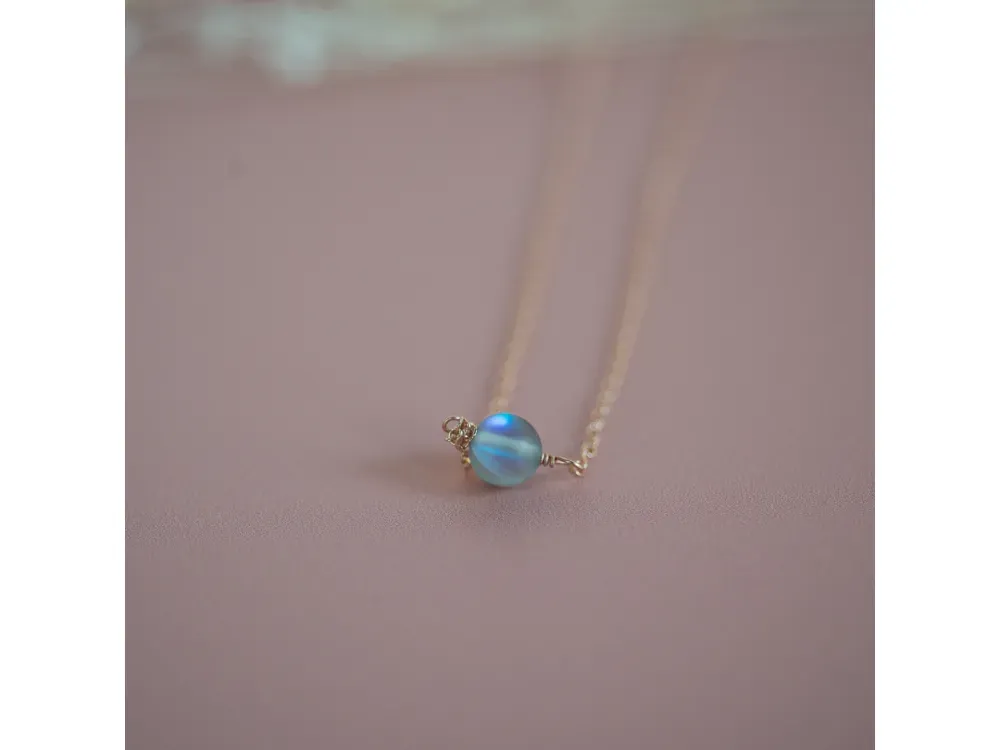 14k Rose Gold Fill 18" necklace with Blue Opalite gem - 3