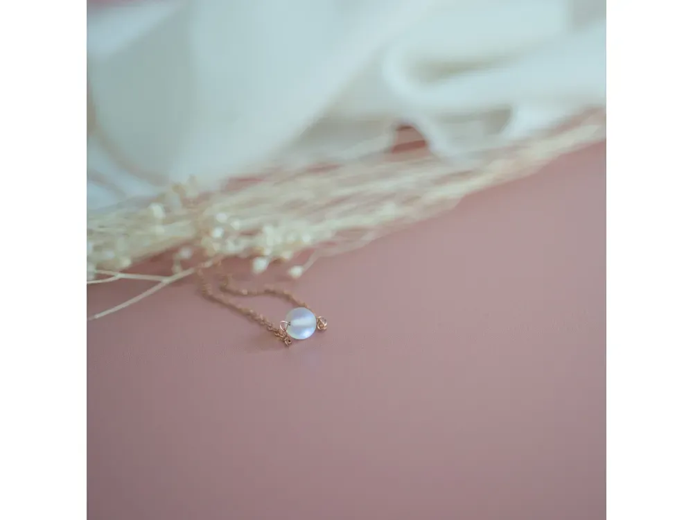 14k Rose Gold Fill 18" necklace with White Opalite - 1
