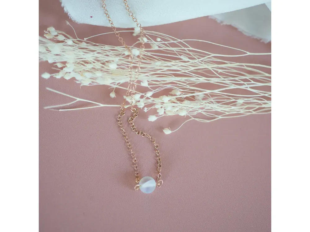 14k Rose Gold Fill 18" necklace with White Opalite - 2