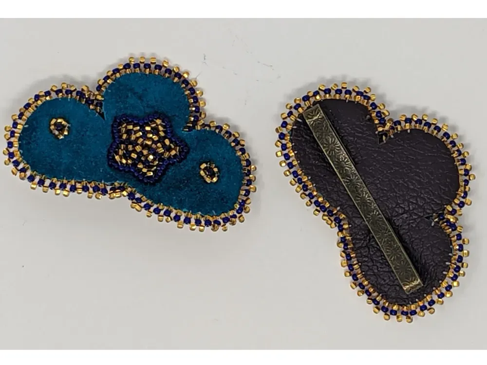 Dyed Moose Leather Beaded Barette - 1