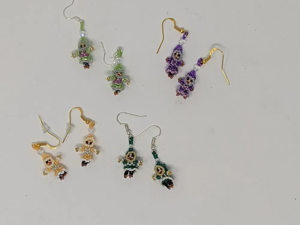 Beaded Dancing Doll Earrings - 1