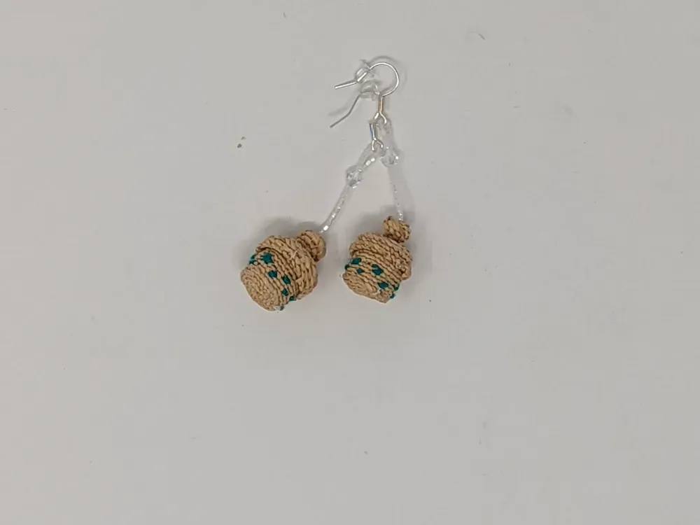Miniature Seagrass Basket Earrings - 5