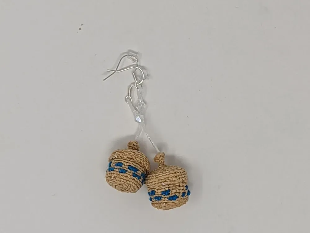 Miniature Seagrass Basket Earrings - 4