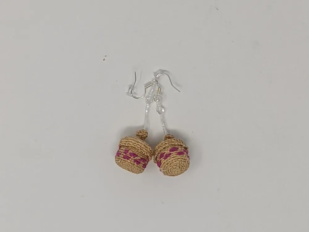 Miniature Seagrass Basket Earrings - 2