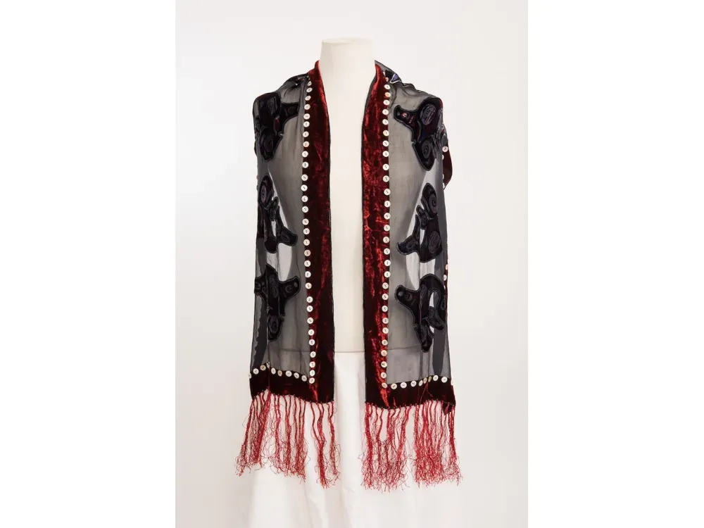 Killer Whale Rider Scarf With Mother of Pearl Buttons - 1