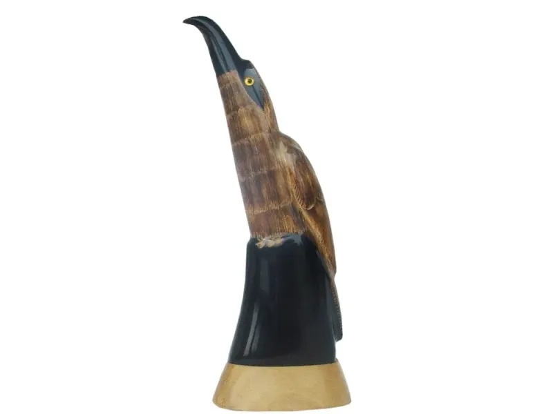 Hawk Carved Buffalo Horn