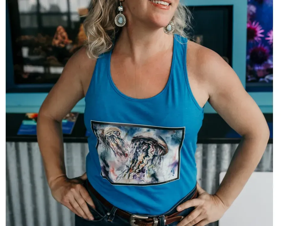 Jellyfish Turquoise Tank Tee Shirt  - 1