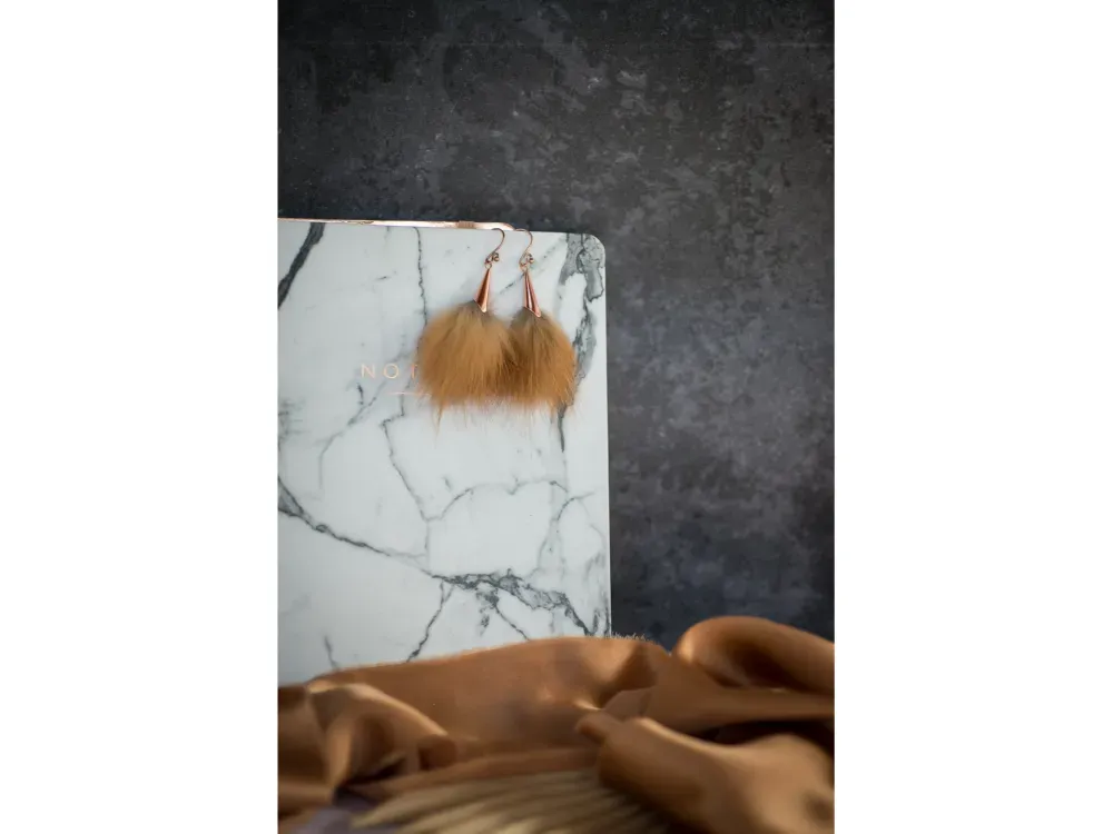 Fox Copper Pom Earrings - 2