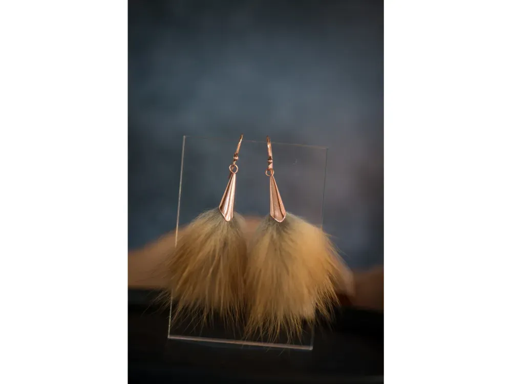 Fox Copper Pom Earrings - 3