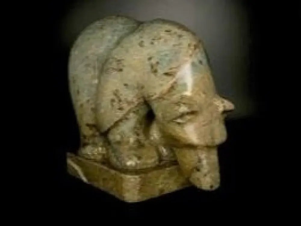 "Fishing Bear" Carving On A Soapstone by Ron Ekemo - 1