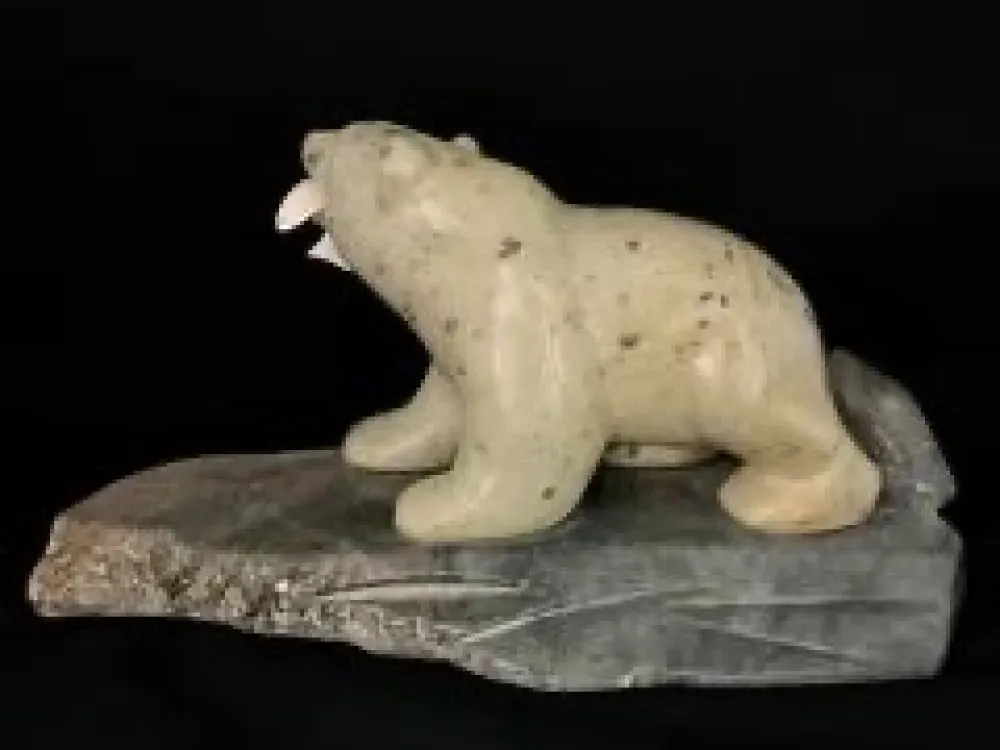 "Bear On Rock" Carving On Soapstone By Eddie Lee - 3