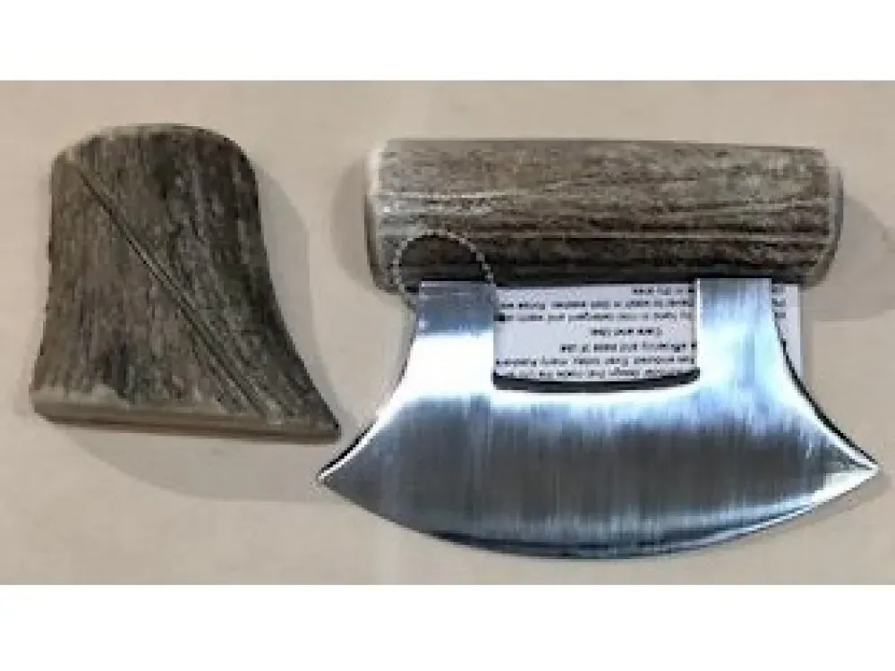 "Dogteam Design" Scrimshaw Antler Ulu Knife - 2
