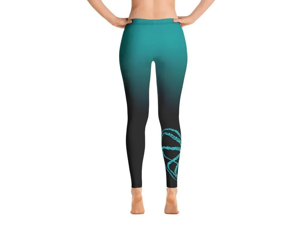 Teal Octopus 2 Gyotaku Leggings - 2