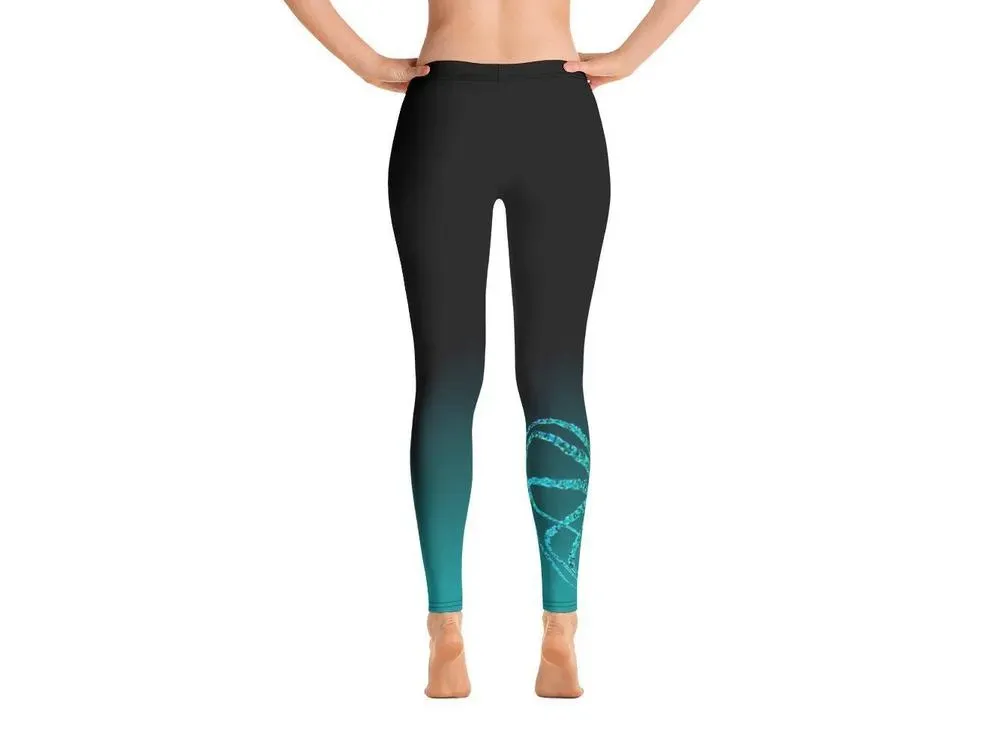 Teal Octopus 3 Gyotaku Leggings - 2