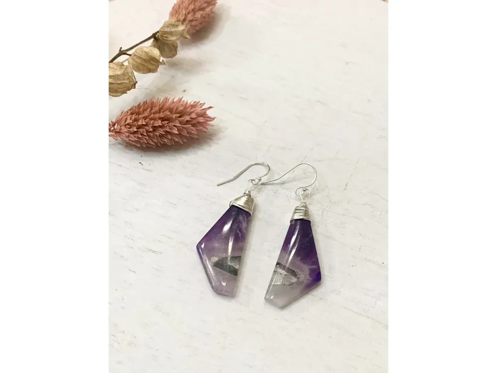 Amethyst Wrapped Earrings - 3